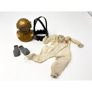 Vintage GI Joe Deep Sea Diver Outfit Set Helmet Boots Weight Belt Jumpsuit 1960s